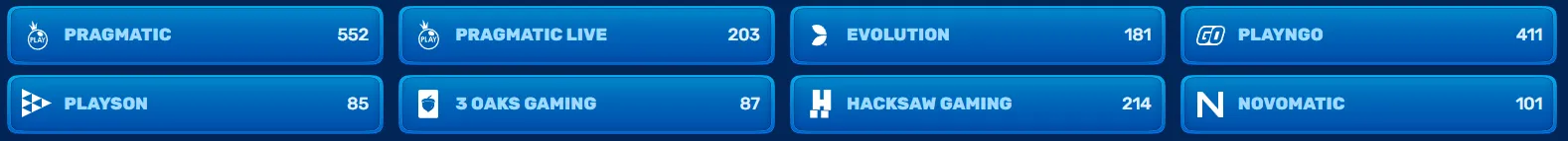 Top-tier software providers and game studios at SpinFin Casino