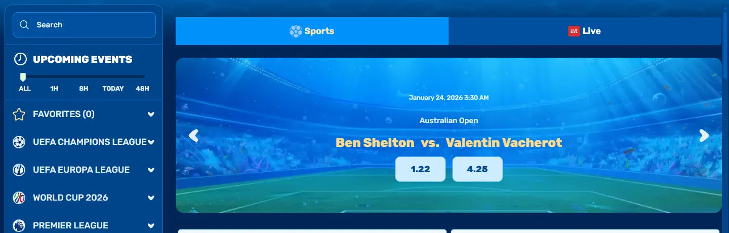 SpinFin online sportsbook and sports betting markets