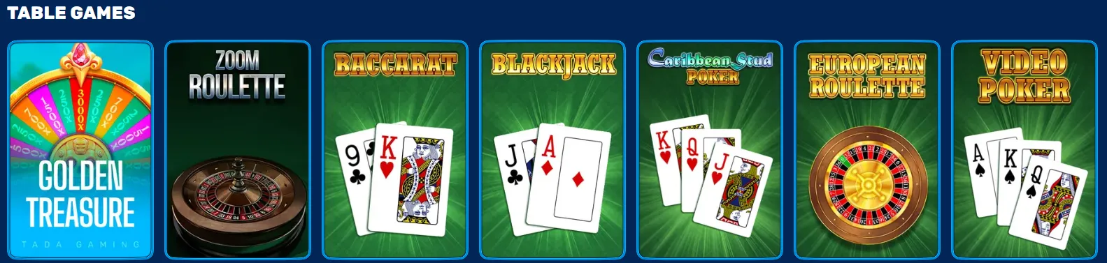 Classic table games including blackjack and roulette at SpinFin